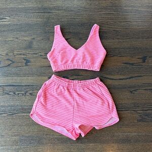 Wild Fable Pink & coral Striped Crop Tank & Matching Shorts Set Size XS NWOT